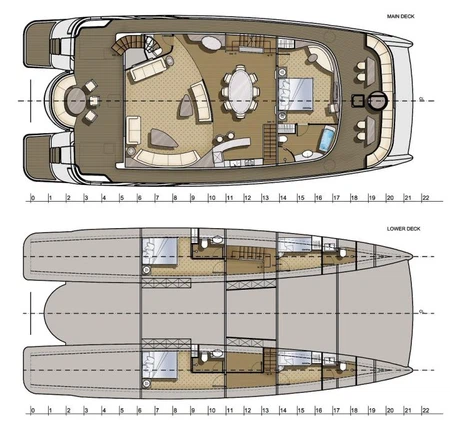 72 foot Private Catamaran Cruise layout (2)